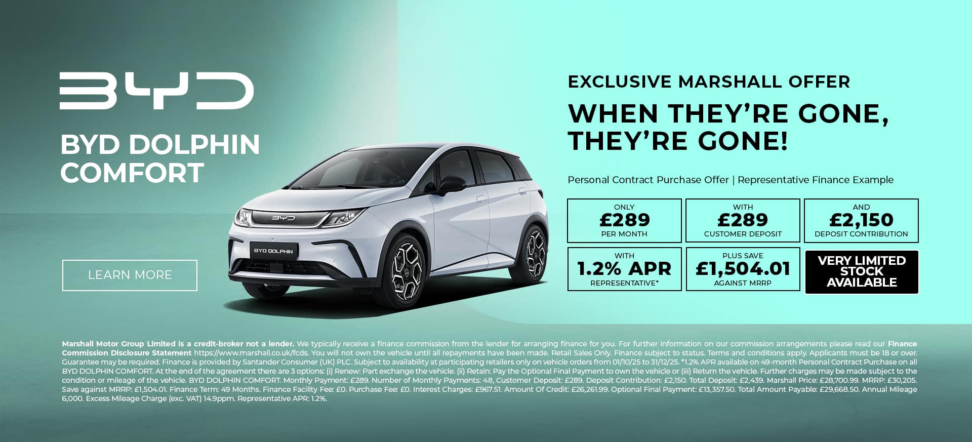 BYD DOLPHIN Personal Contract Purchase Offer - 0% APR Representative*.