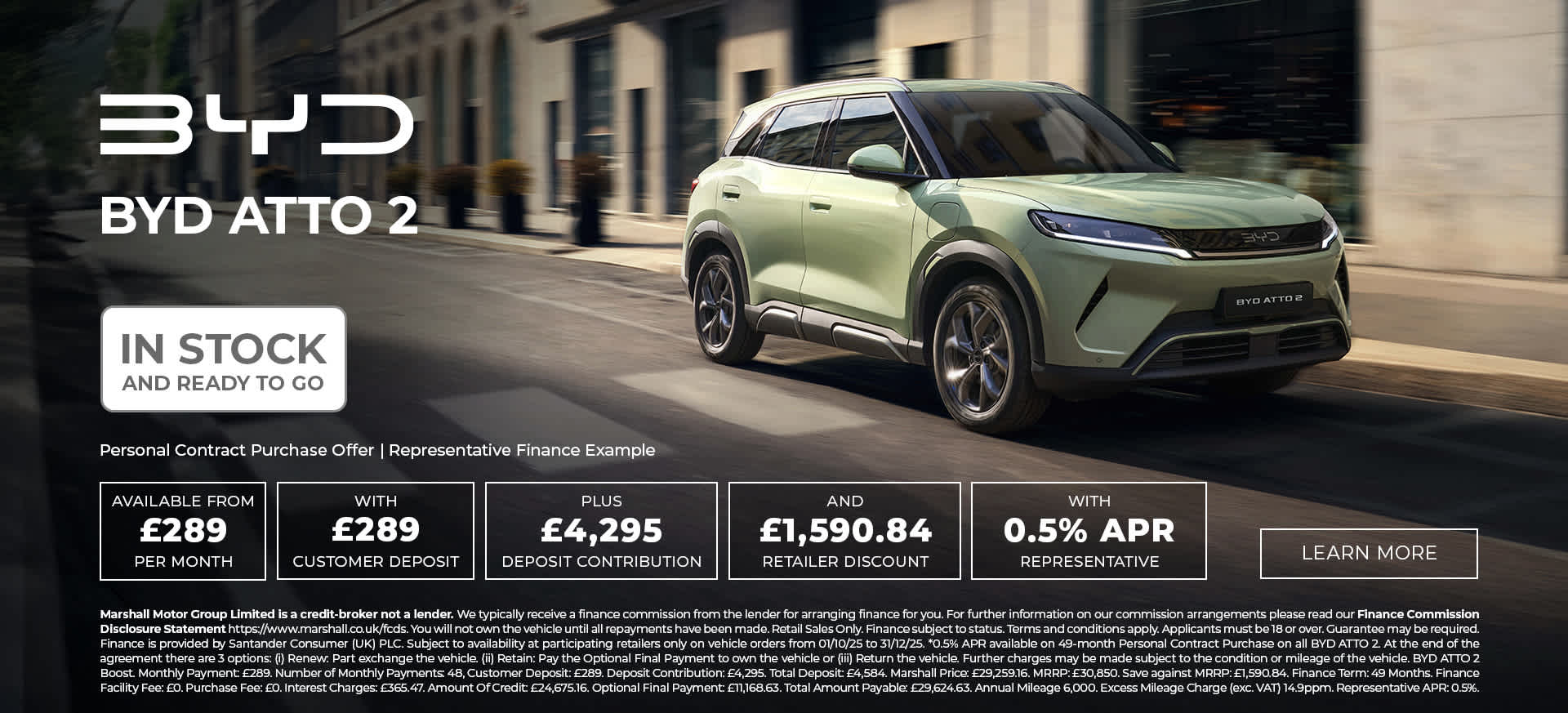 BYD ATTO 2 Personal Contract Purchase Offer - 0.5% APR Representative*